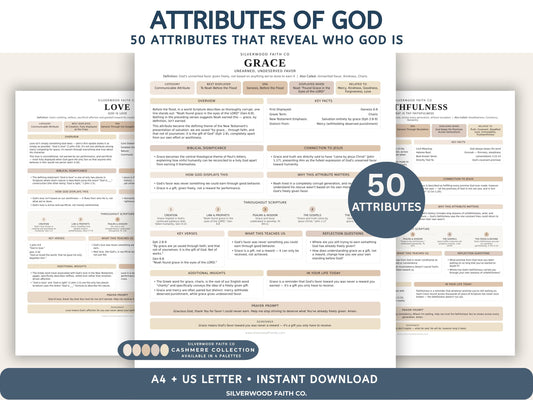 Attributes of God Bible Study, Characteristics of God Bible Study Sunday School Lesson Printable PDF,  CASHMERE FIELDS