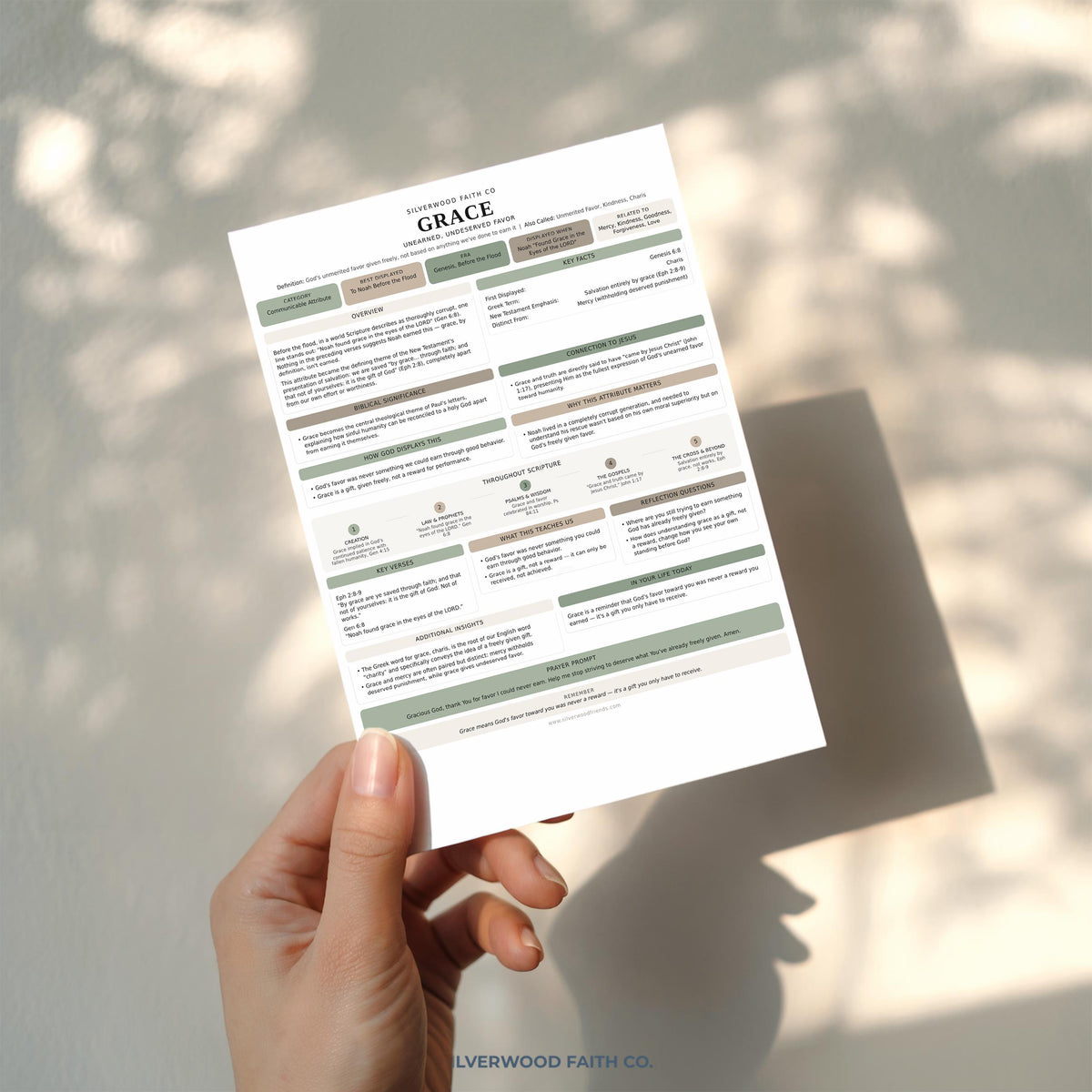 50 Attributes of God Bible Inserts, Characteristics of God Bible Tip Ins, Sunday School Printable PDF, SAGE BOTANICAL (Digital Download) 531
