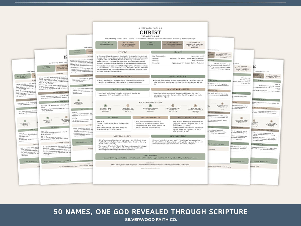 Scripture knowledge poster art for worship space — organized biblical reference with calm palette and modern clean design
