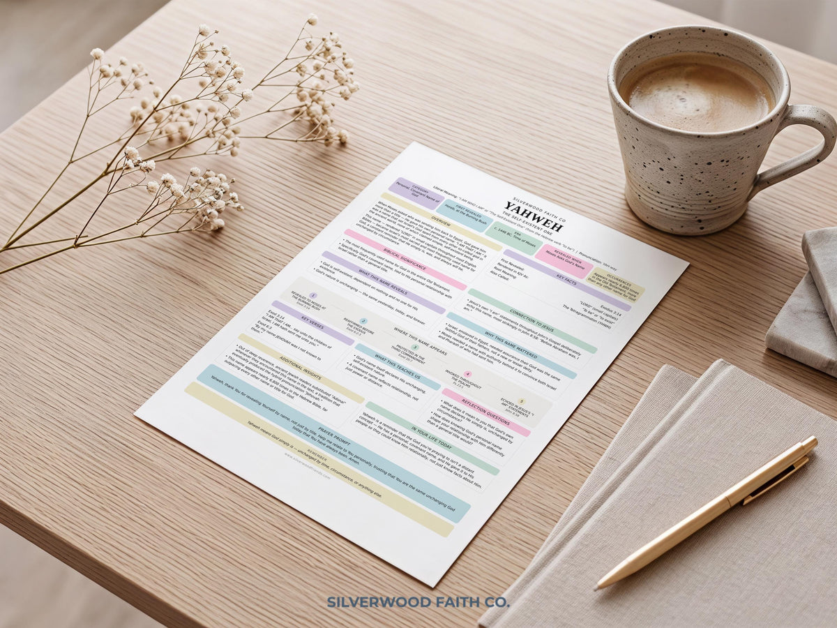 50 Names of God Bible Study Guide, 50 Summaries on God's Name in the Bible, Printable Scripture Worksheet, PASTEL (Digital Download) 537