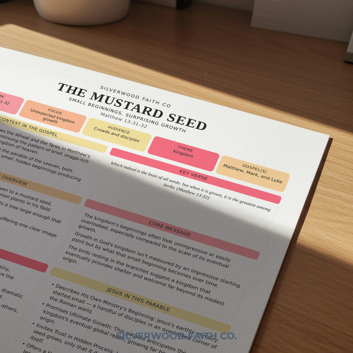 Jesus teachings worksheet digital download with warm, inviting design perfect for faith-based planning and quiet reflection