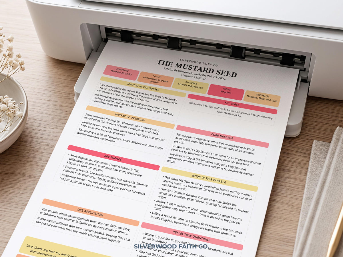 Christian homeschool worksheet instant download featuring structured scripture content with modern organized design and warm aesthetic