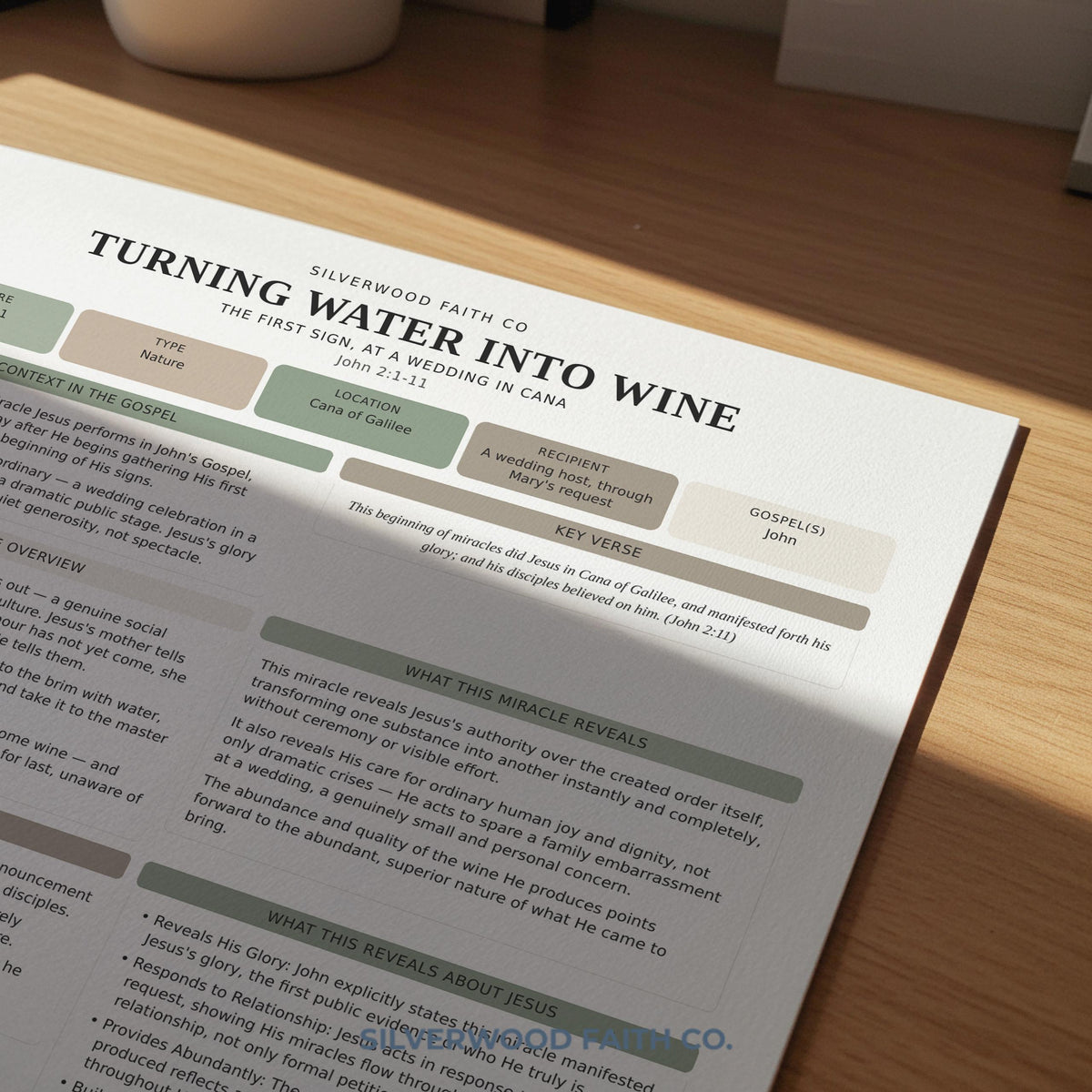 Scripture reflection digital print featuring organized study prompts — minimalist layout with soft neutral tones for quiet time
