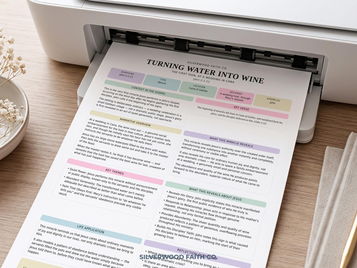 Scripture study sheet instant download — soft pastoral worksheet picture featuring organized lavender and blue faith-based learning sections
