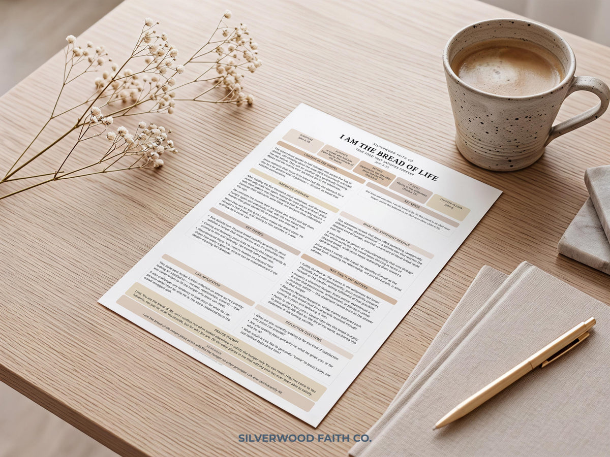 Christian Scripture picture printable — minimalist Bible study card design with neutral cream tones and organized devotional layout