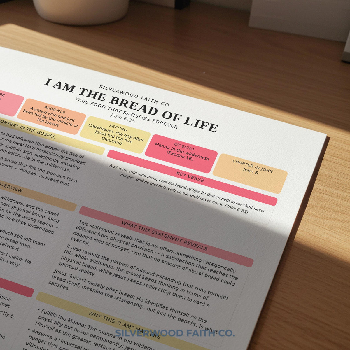 Religious study guide picture for homeschool featuring "I Am the Bread of Life" content with warm, accessible design and clean formatting