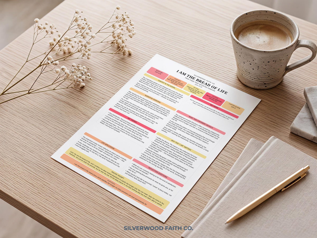 Religious worksheet poster for Sunday school featuring clean typography, multiple reflection prompts, and cozy pastel color-blocked design