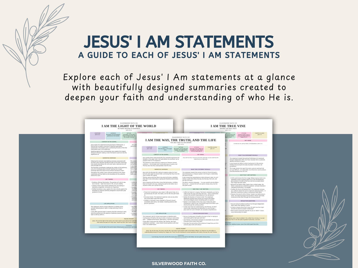 Soft pastel scripture printable for homeschool Bible lessons — I Am the Bread of Life study sheet with guided reflection sections