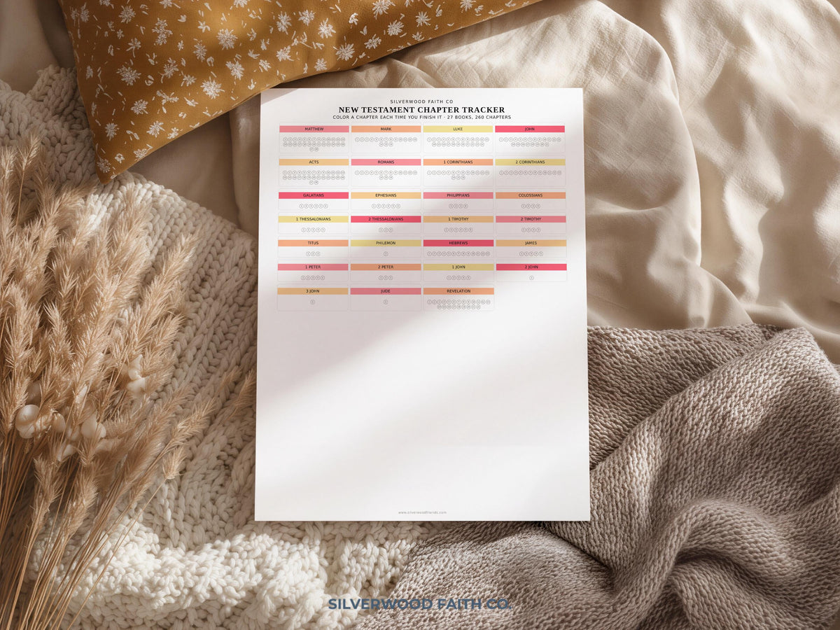 Bible Reading Tracker, Printable Books of the Bible Bookshelf Tracker, Printable Bible Study Template, PINK MEADOW (Digital Download) 568