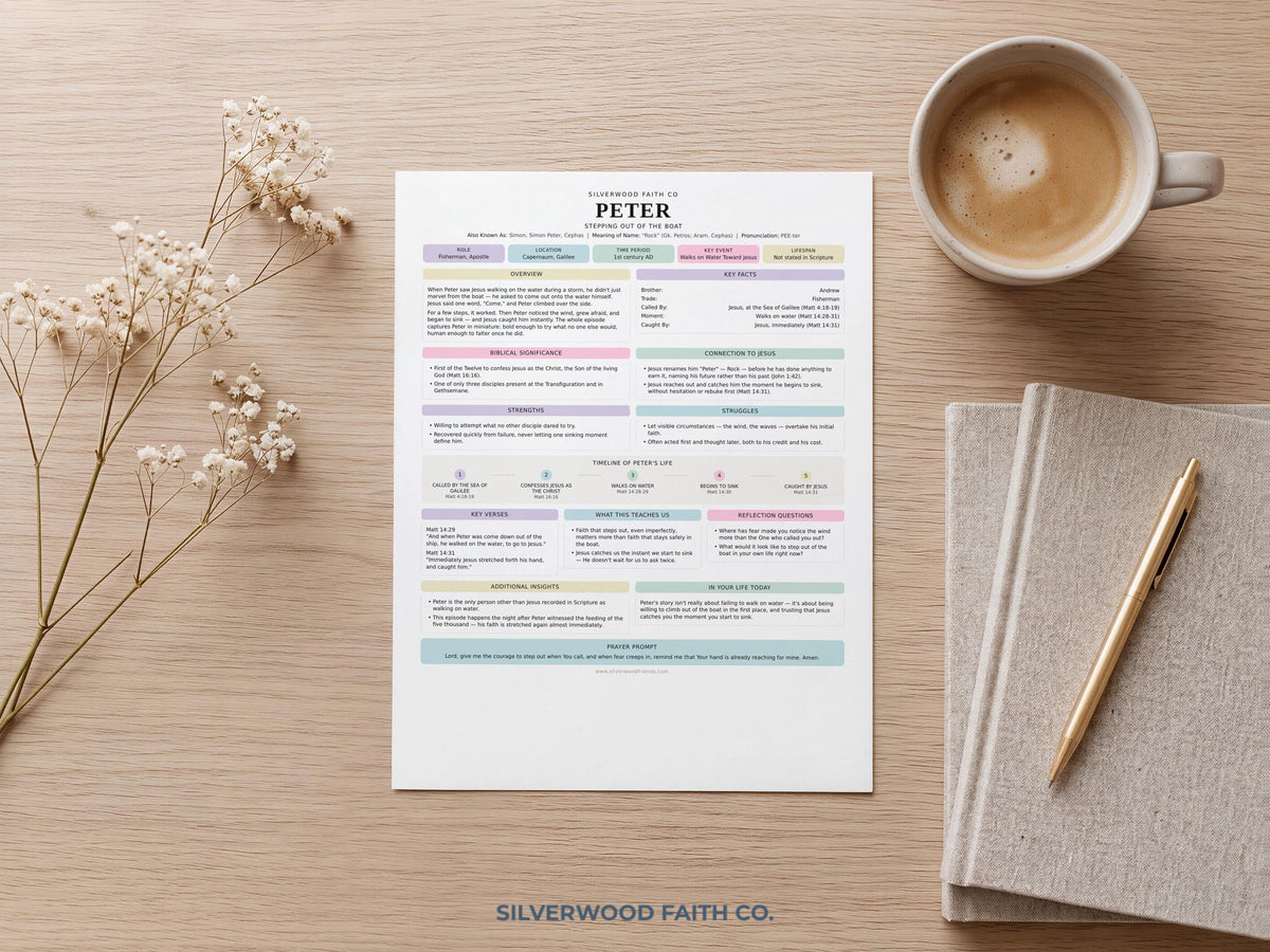 New Testament apostle lesson page printable — modern worship wall art with clean typography and structured study layout