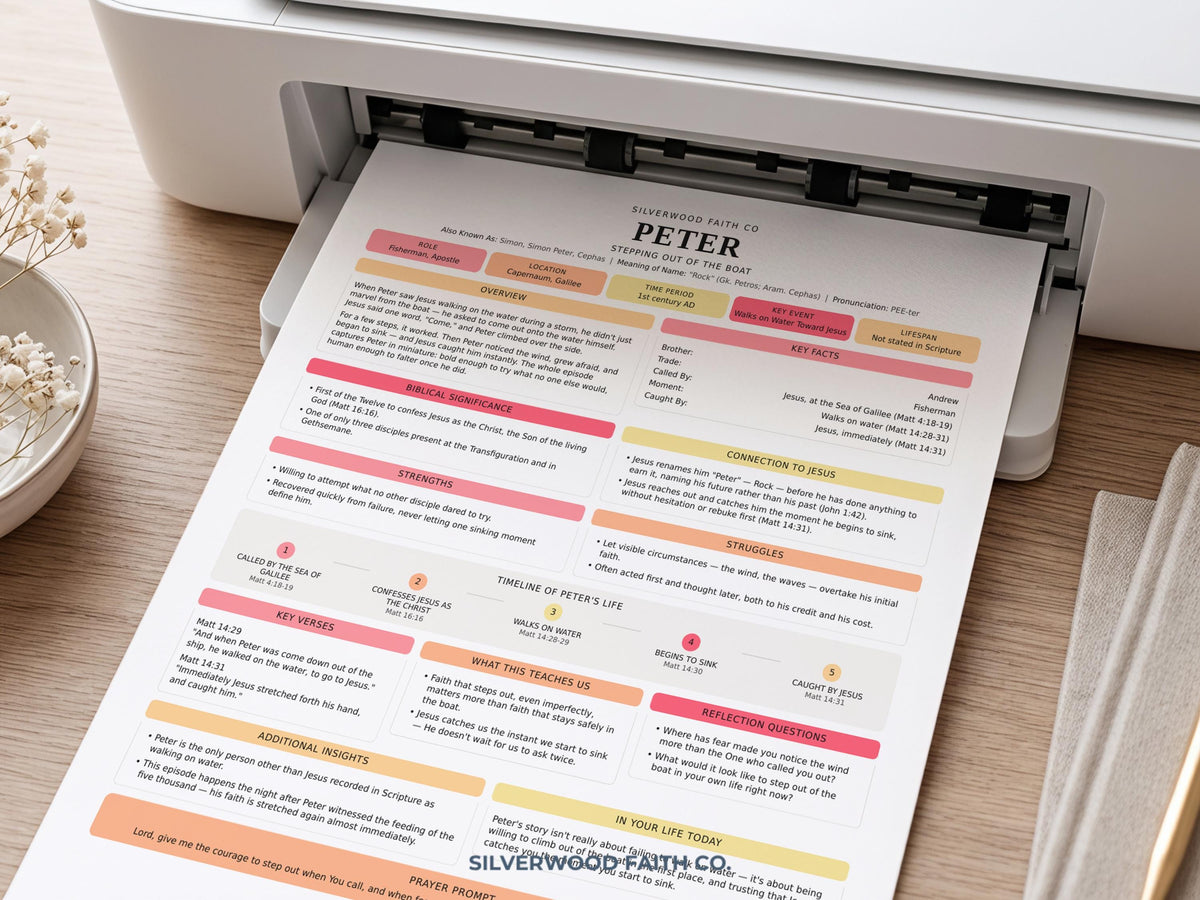 New Testament apostle reference picture for Sunday school — printable biblical character guide with inspirational soft-toned design