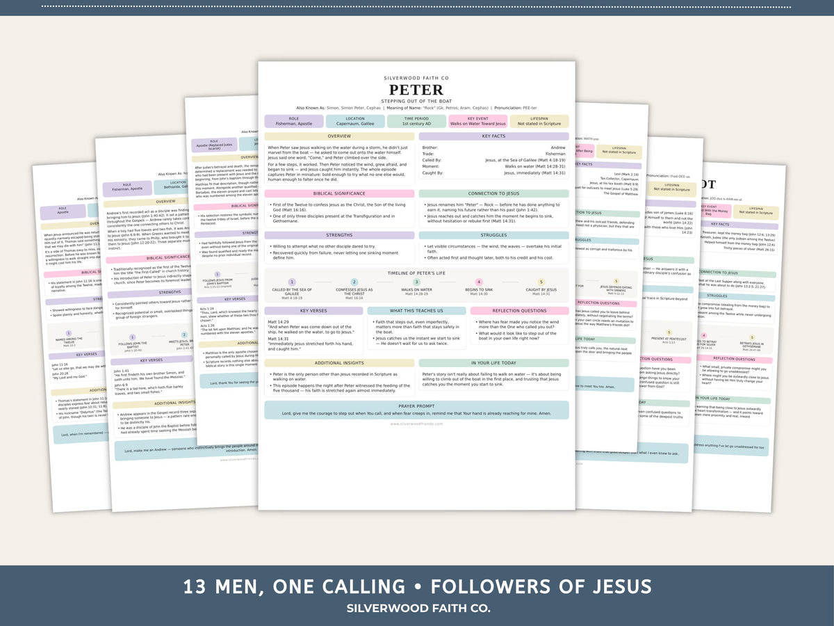 Disciples of Jesus Bible Study Guide, 12 Apostles, 13 Jesus' Disciples Bible Character Study, Sunday School Worksheet (Digital Download) 571