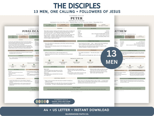Disciples of Jesus Bible Study Guide, 12 Apostles, Jesus' Disciples Bible Character Study, Sunday School Worksheet,Sage(Digital Download)573