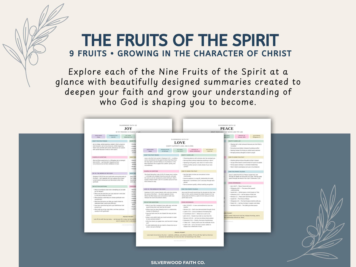 Fruit of the Spirit Study Guide Bundle, Galatians 5 Bible Study, Full Page Worksheets & Bible Insert Tip Ins PASTEL (Digital Download) 577