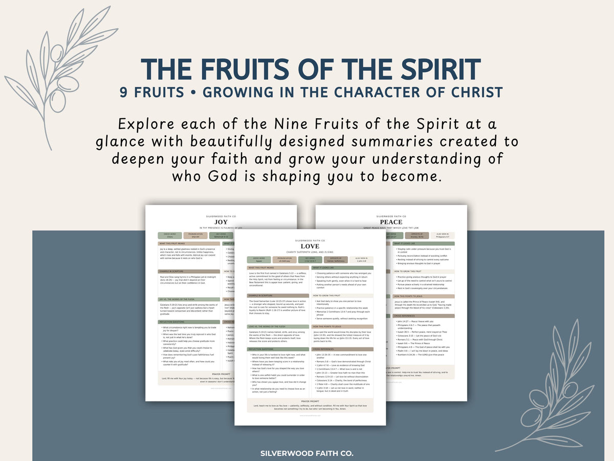 Fruit of the Spirit Study Guide Bundle, Galatians 5 Bible Study, Full Page Worksheets & Bible Insert Tip Ins, SAGE (Digital Download) 581