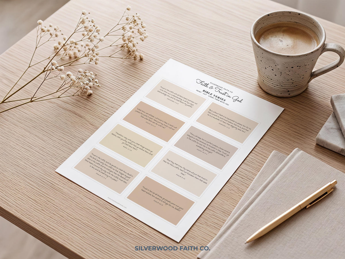 Spiritual scripture cards gallery wall art printable featuring calm neutral palette and elegant font design for prayer space