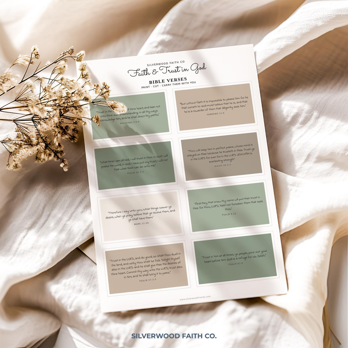 Prayer journal printable picture set showcasing Bible verses with clean typography and soothing warm earth-tone color scheme