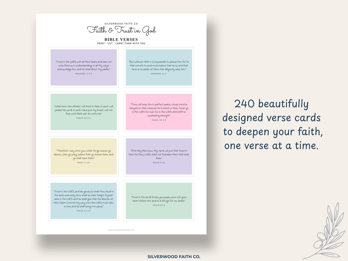 240 Bible Verse Cards, Printable Scripture Cards, Bible Study Memory Verse Cards, Prayer Cards, Printable PDF, PASTEL (Digital Download) 589