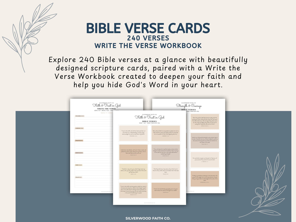 240 Bible Verse Cards, Printable Scripture Cards, Bible Study Memory Verse Cards, Prayer Cards, Printable PDF,CASHMERE(Digital Download) 585