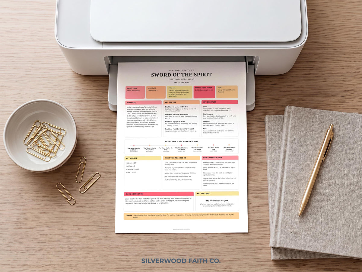 Loaded Bible accessories printable featuring scripture breakdown — digital study worksheet with modern color-coded format