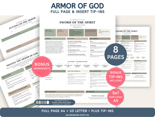 Armor Of God Bible Study Guide, Loaded Bible Tip Ins, Bible Journaling Inserts Printable PDF, SAGE BOTANICAL (Digital Download) 637