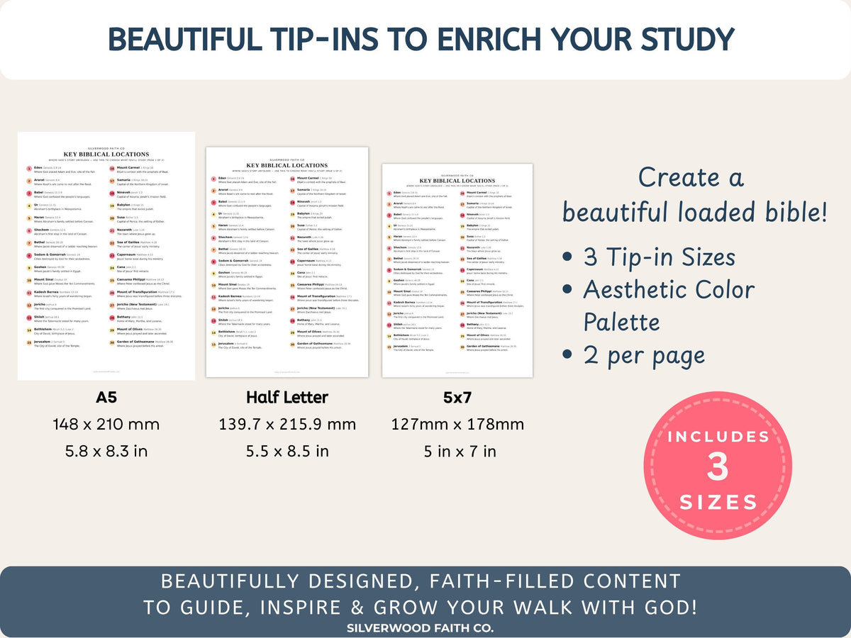 Bible Mapping Printable Study Guide, Key Biblical Map Location Reference Worksheets, Bible Map Printable PDF, CASHMERE (Digital Download)642