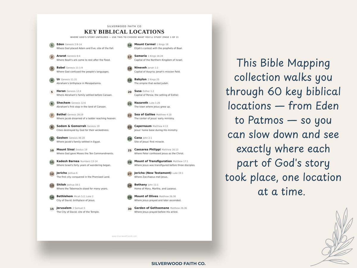 Bible Mapping Printable Study Guide, Biblical Map Location Reference Worksheets, Bible Map Printable PDF, SAGE (Digital Download) 644