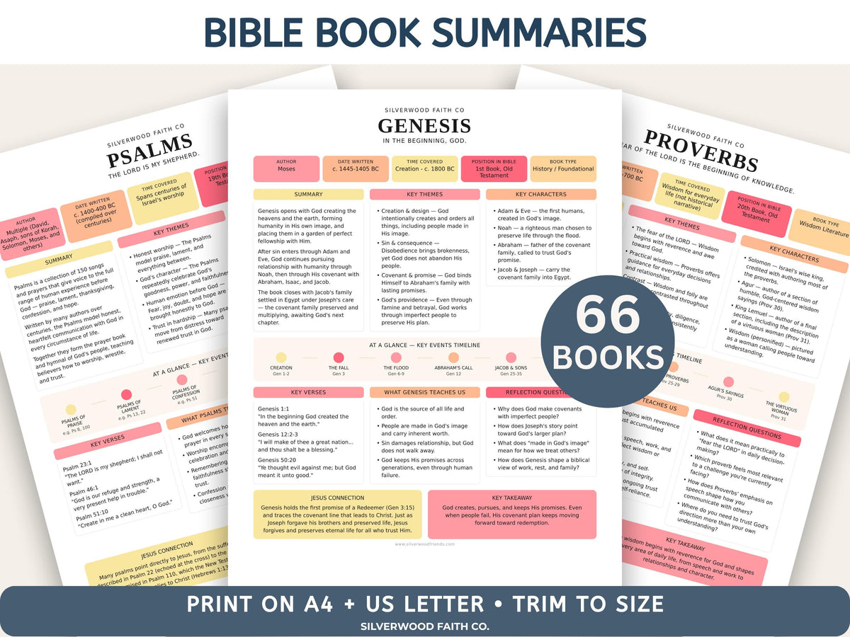 Complete Bible INSERT Study Guide Bundle, Loaded Bible Study Tip Ins, Bible Summaries, Bible Study Resources, Printable (Digital Download)