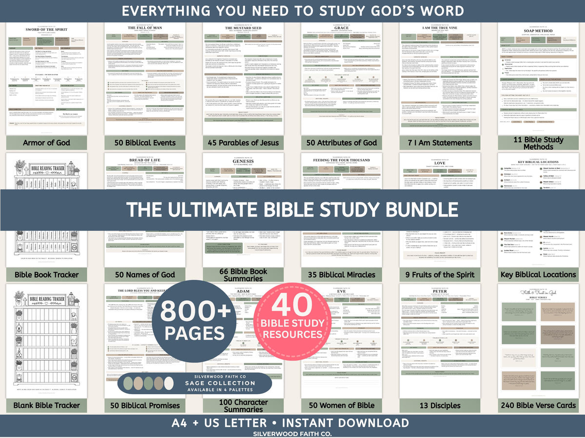 Mega Bible Study Bundle, Bible Study Guides, Bible Summaries, Sunday School Lessons, Bible Study Resource Tool, SAGE(Digital Download)