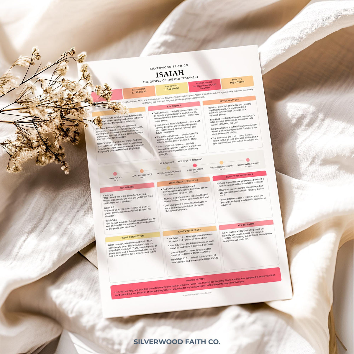 17 Bible Prophets Bible Study Guide, Major and Minor Bible Book Prophet Summaries, Printable Loaded Bible Insert Tip Ins (Digital Download)