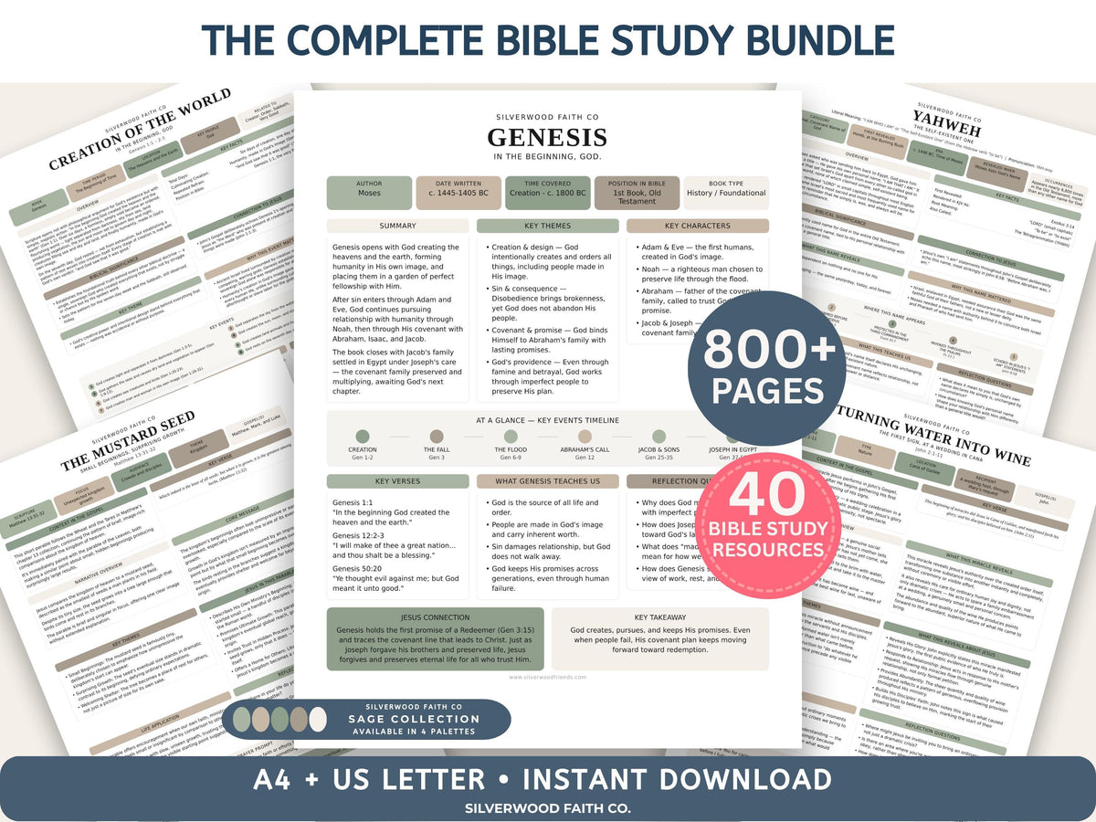 Mega Bible Study Bundle, Bible Study Guides, Bible Book Summaries, Bible Character Summary, Bible Study Printables (Digital Download)