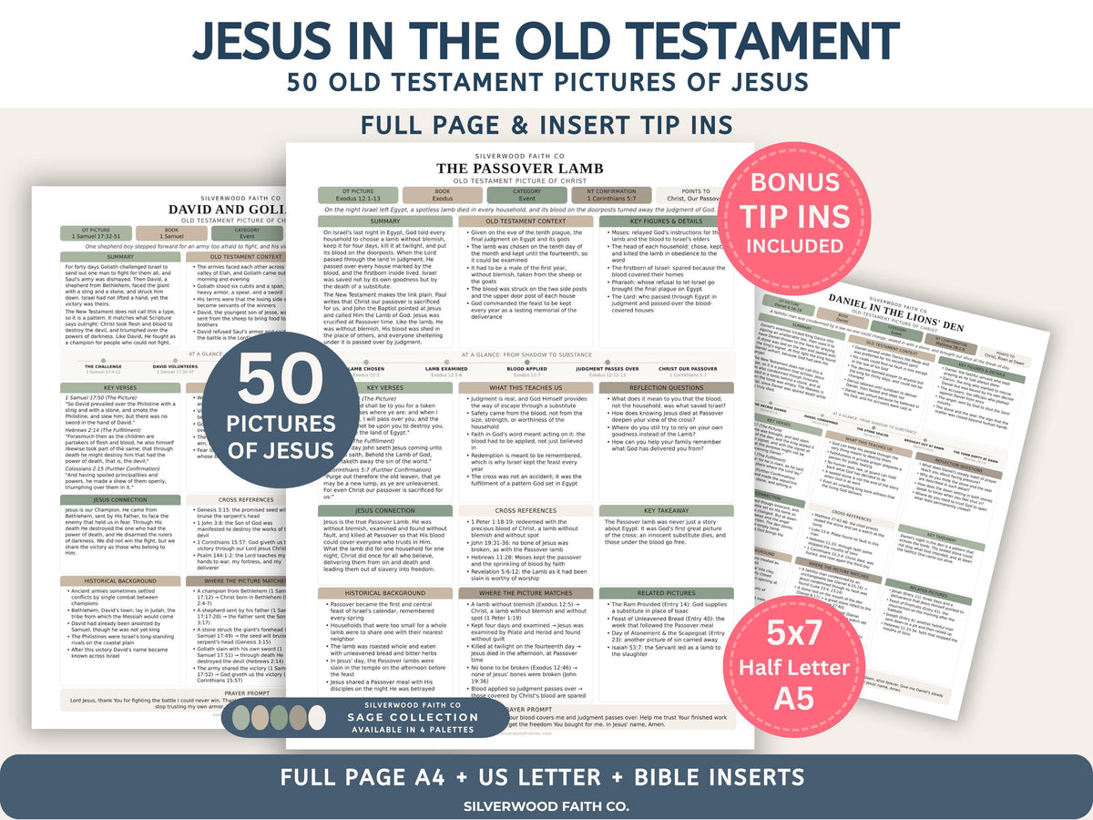 Jesus in the Old Testament Bible Study Guide, Green Bible Study Inserts, Tips Ins Old Testament Printable Bible Study (Digital Download)