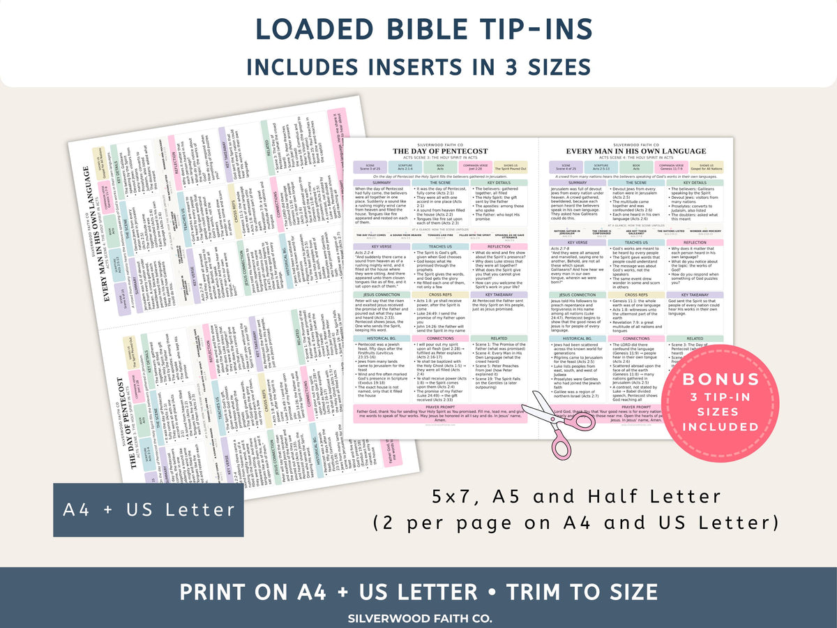 Holy Spirit Bible Study Inserts, Book of Acts Tips Ins, Pentecost Bible Study Guide, Early Church Bible Study Printable (Digital Download)