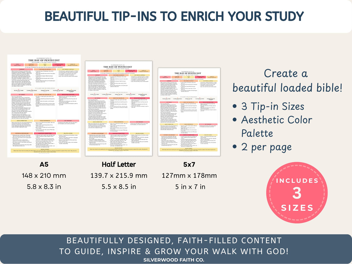 Holy Spirit Bible Study Inserts, Book of Acts Tips Ins, Pentecost Bible Study Guide, Early Church Bible Study Printable (Digital Download)