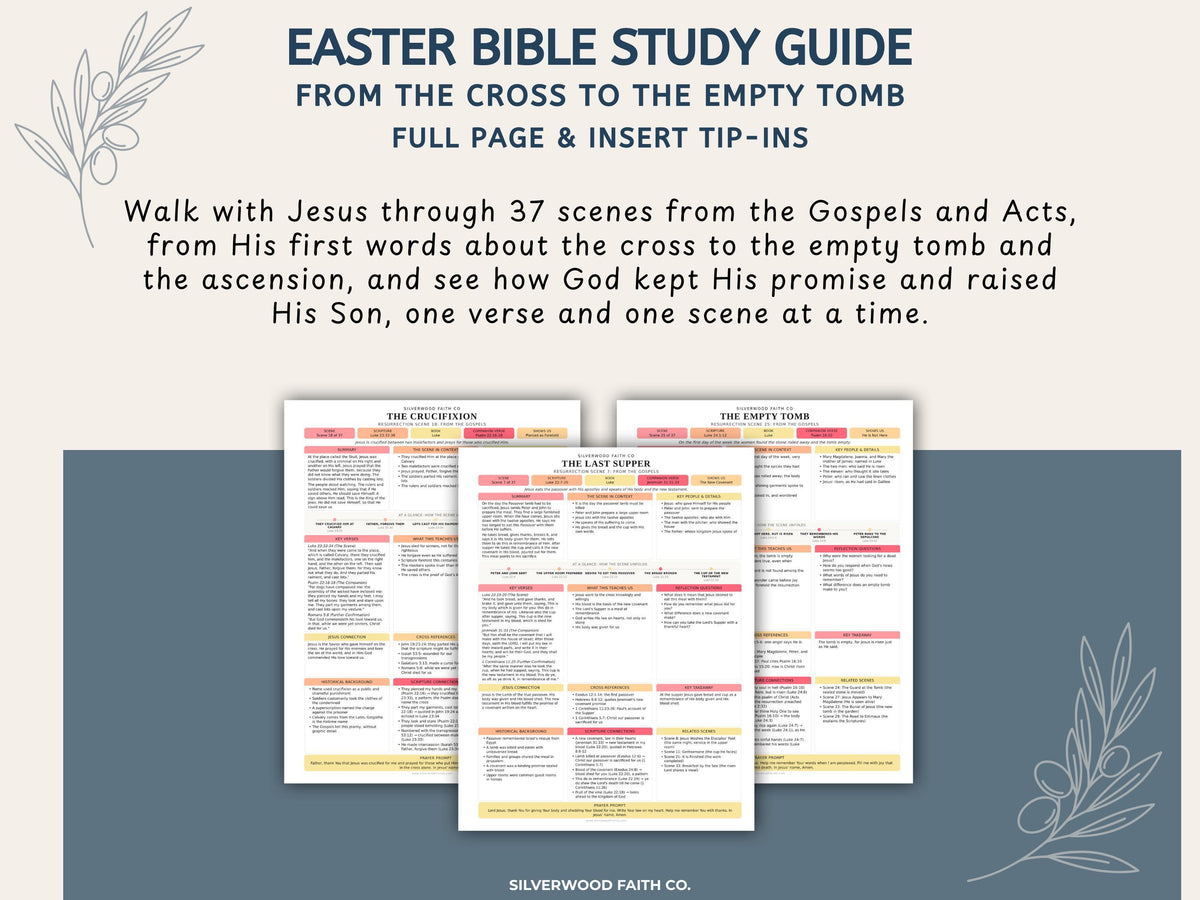Easter Bible Study Guide, Resurrection Bible Study Inserts, Bible Miracles Tips Ins, Jesus Crucifixion Easter Devotional (Digital Download)