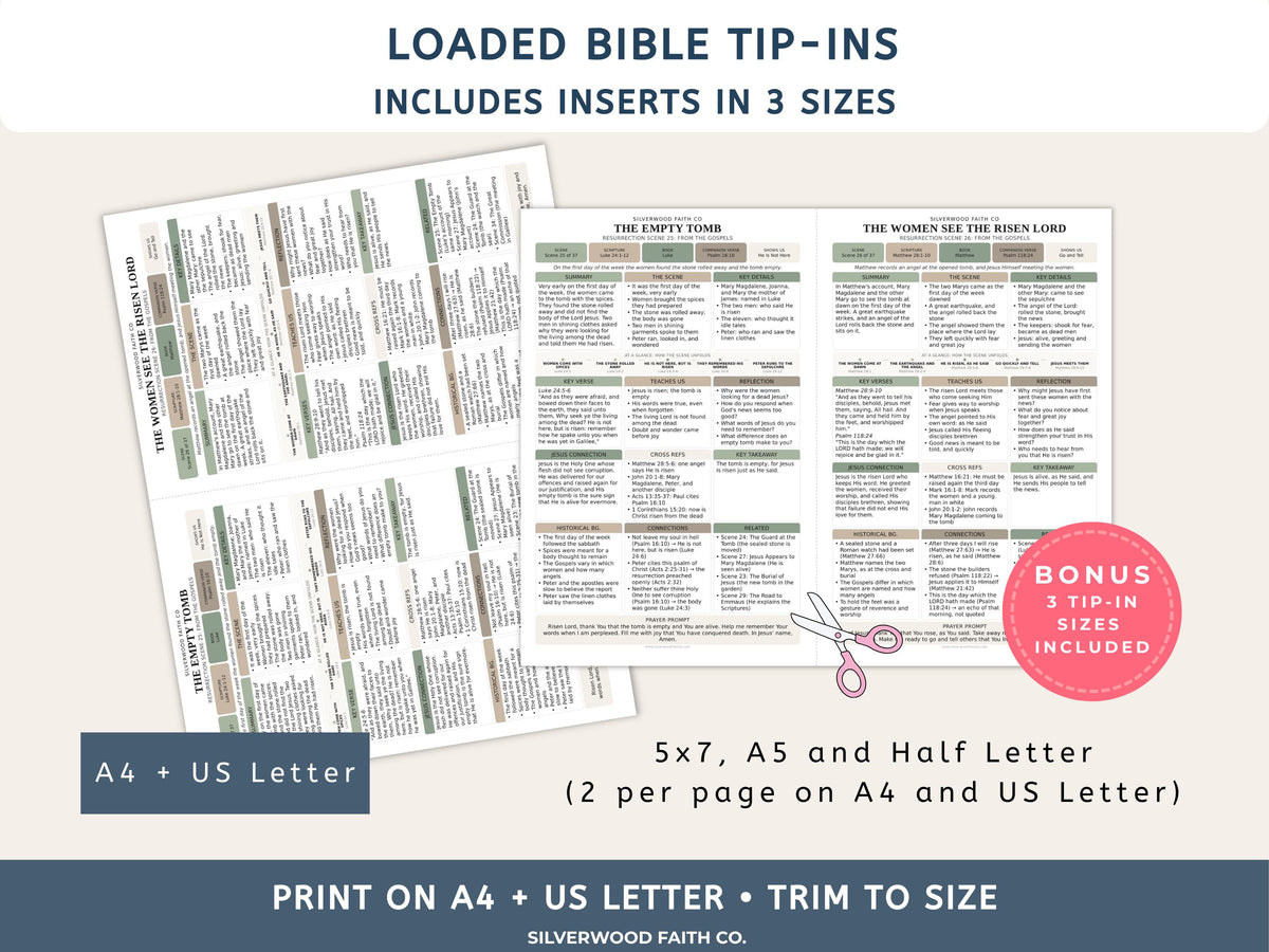 Easter Bible Study Guide, Resurrection Bible Study Inserts, Bible Miracles Tips Ins, Jesus Crucifixion Easter Devotional (Digital Download)
