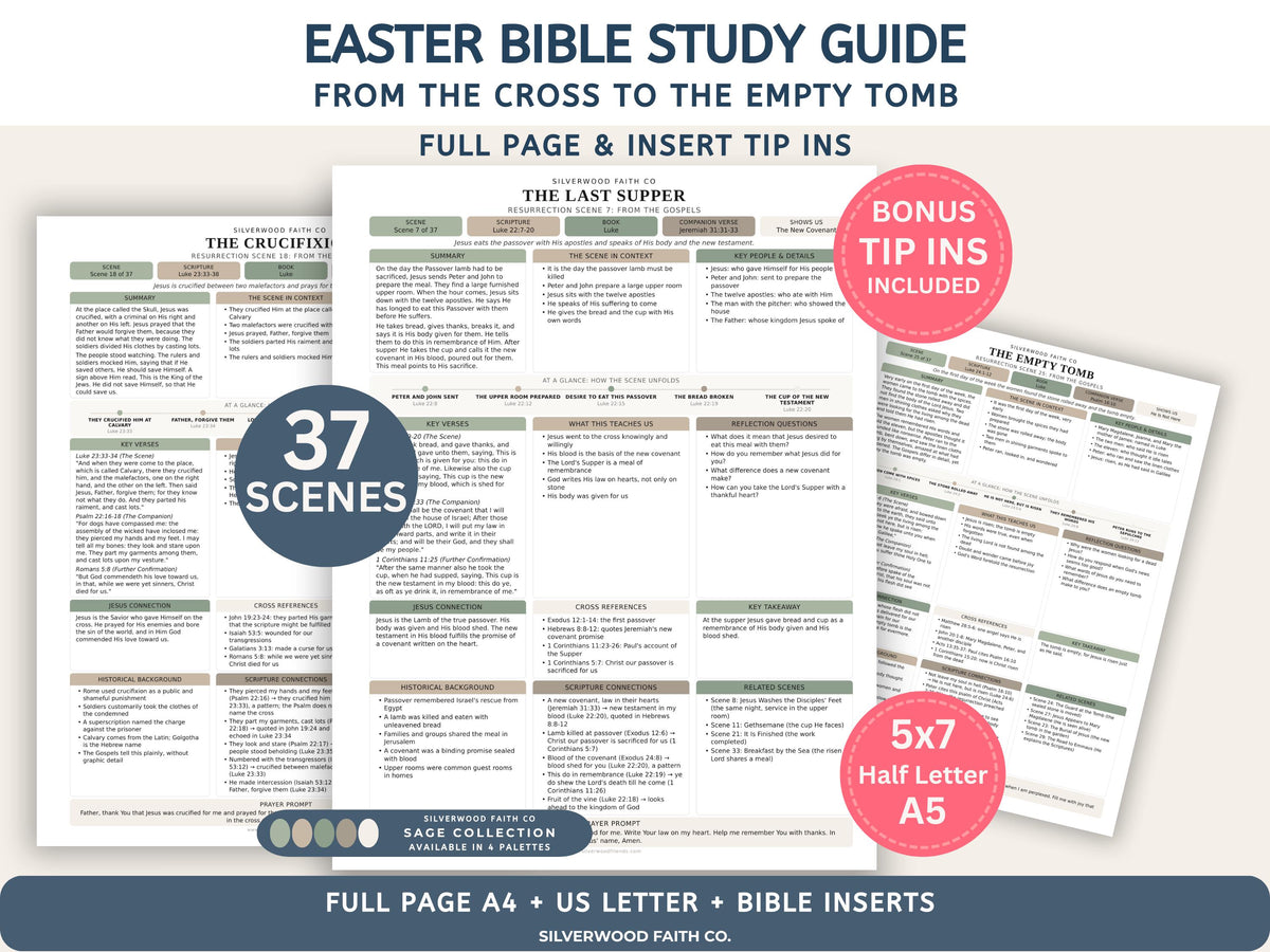 Easter Bible Study Guide, Resurrection Bible Study Inserts, Bible Miracles Tips Ins, Jesus Crucifixion Easter Devotional (Digital Download)