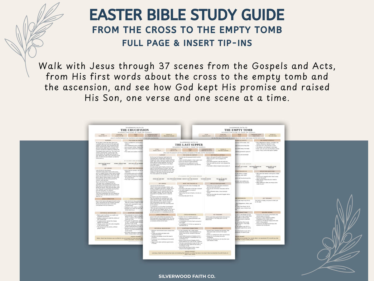 Easter Bible Study Guide, Resurrection Bible Study Inserts, Bible Miracles Tips Ins, Jesus Crucifixion Easter Devotional (Digital Download)