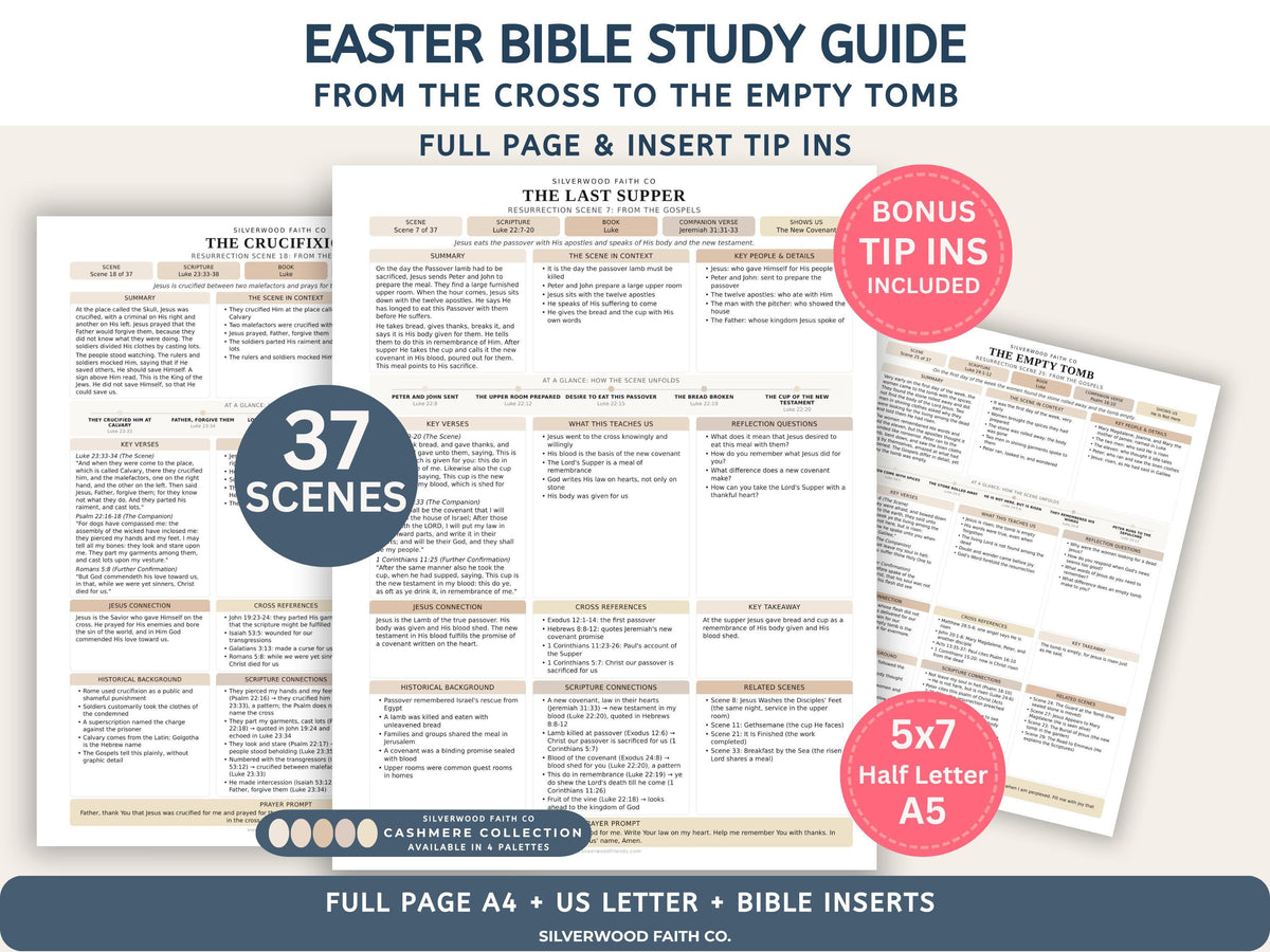 Easter Bible Study Guide, Resurrection Bible Study Inserts, Bible Miracles Tips Ins, Jesus Crucifixion Easter Devotional (Digital Download)