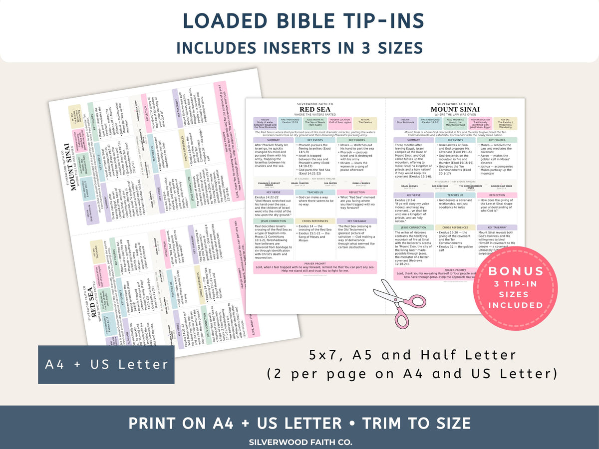 75 Biblical Locations Bible Study Inserts: Tips Ins, Bible Location Study Guide, Bible Summaries, Printable PDF, PASTEL (Digital Download)
