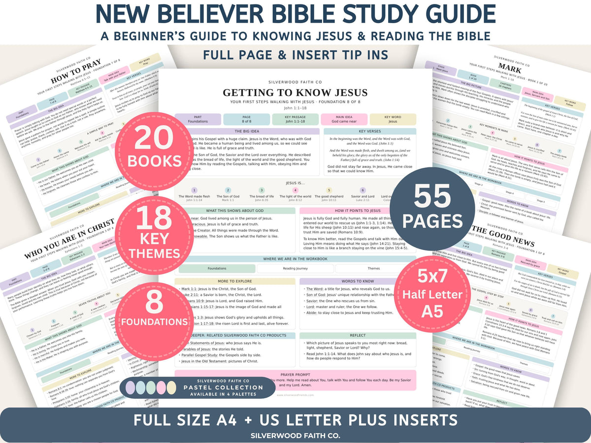 Beginner Bible Study Guide Inserts, Bible Study Tip Ins, New Believer Bible Study Guide, New Believer Baptism Gift, PDF (Digital Download)