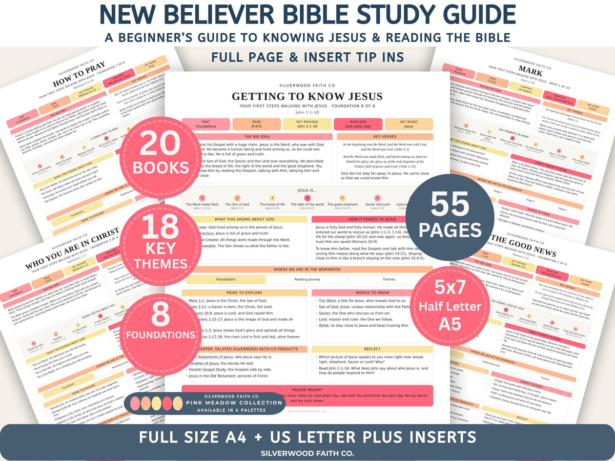 Beginner Bible Study Guide Inserts, Bible Study Tip Ins, New Believer Bible Study Guide, New Believer Baptism Gift, PDF (Digital Download)