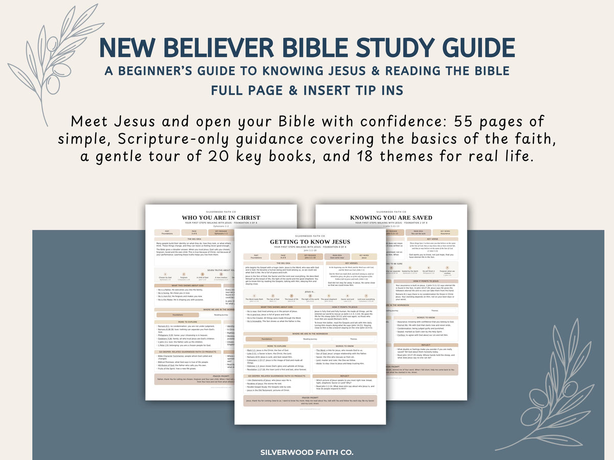 Beginner Bible Study Guide Inserts, Bible Study Tip Ins, New Believer Bible Study Guide, New Believer Baptism Gift, PDF (Digital Download)