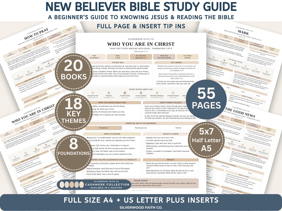 Beginner Bible Study Guide Inserts, Bible Study Tip Ins, New Believer Bible Study Guide, New Believer Baptism Gift, PDF (Digital Download)