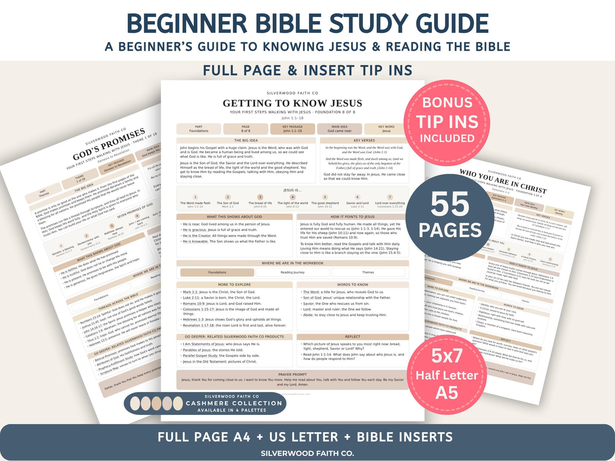 Beginner Bible Study Guide Inserts, Bible Study Tip Ins, New Believer Bible Study Guide, New Believer Baptism Gift, PDF (Digital Download)