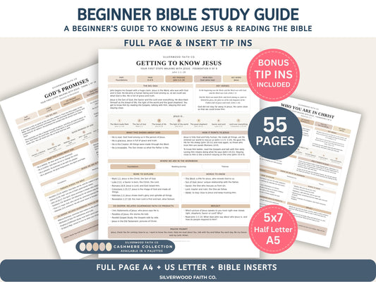 Beginner Bible Study Guide Inserts, Bible Study Tip Ins, New Believer Bible Study Guide, New Believer Baptism Gift, PDF (Digital Download)