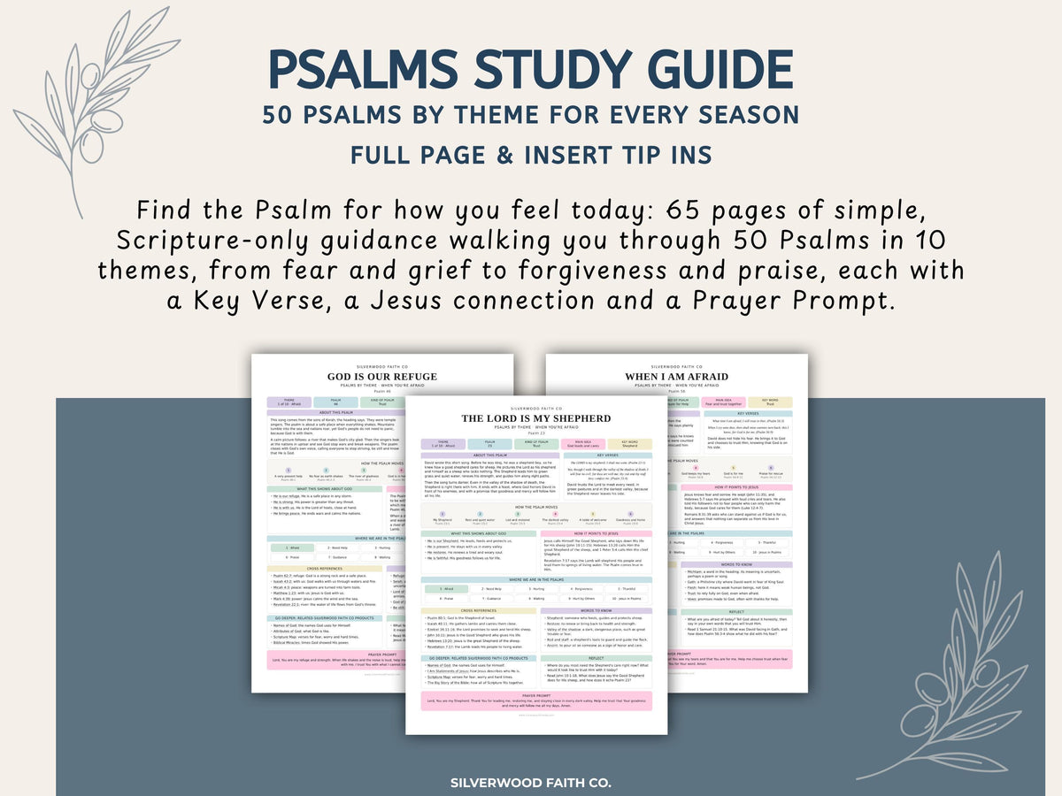 Psalms Study Guide Printable Bible Study Inserts, Psalms Bible Tips Ins, Bible Study Guide, Bible Book Summary, Printable (Digital Download)
