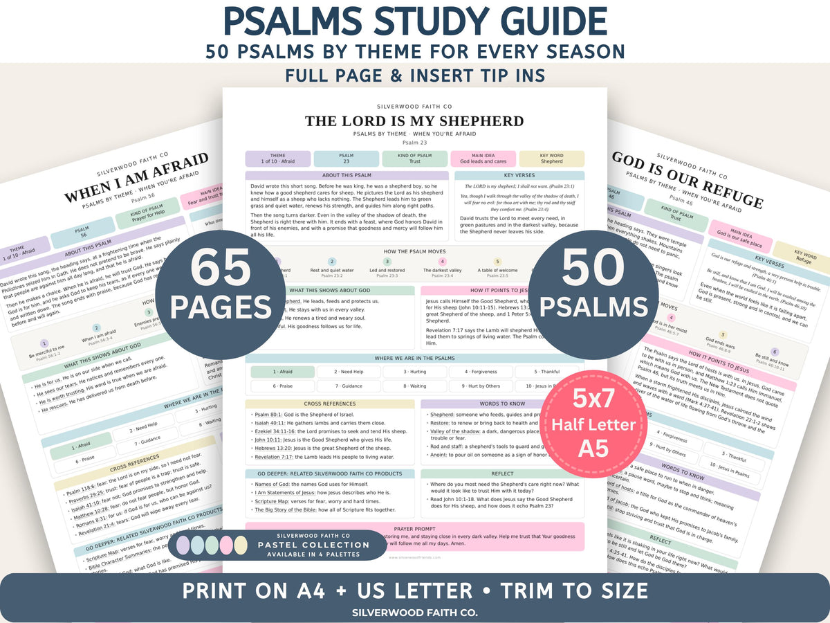 Psalms Study Guide Printable Bible Study Inserts, Psalms Bible Tips Ins, Bible Study Guide, Bible Book Summary, Printable (Digital Download)