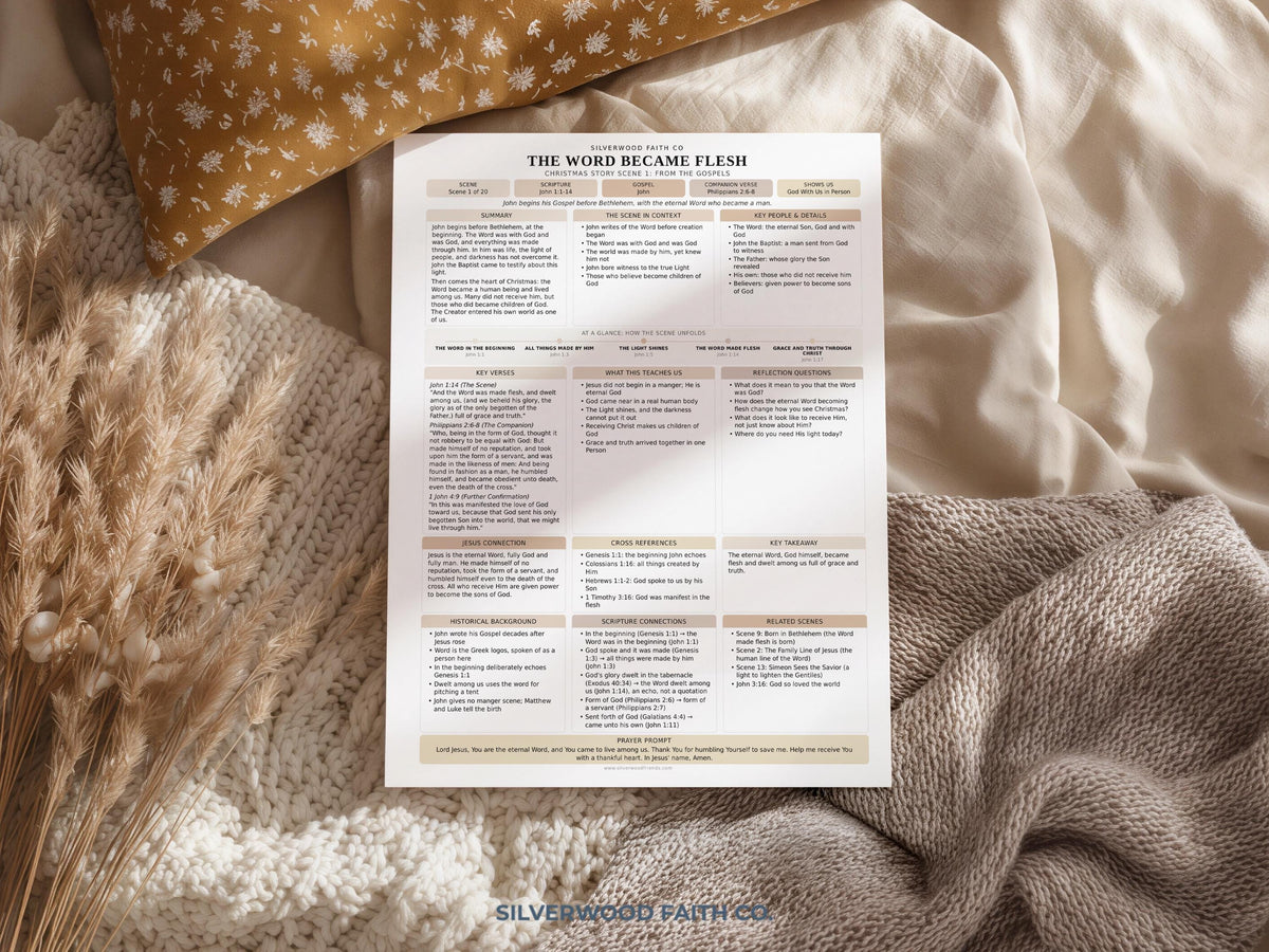 Christmas Nativity Bible Study Guide, Birth of Jesus Bible Study Inserts, Neutral Bible Tips Ins, Christmas Devotional (Digital Download)
