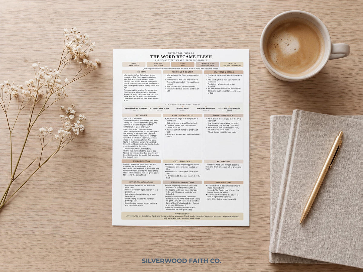 Christmas Nativity Bible Study Guide, Birth of Jesus Bible Study Inserts, Neutral Bible Tips Ins, Christmas Devotional (Digital Download)